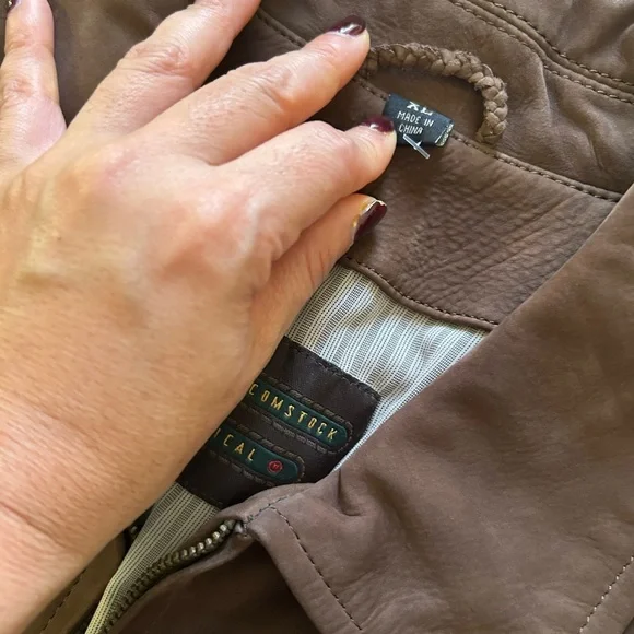 Robert Comstock Vertical Brown baby calf nubuck Leather  Jacket cl - Picture 11 of 17